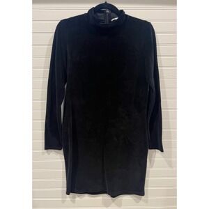 T‎ by Alexander Wang Black Velvet Mock Neck Cutout Long Sleeve Mini Dress Medium